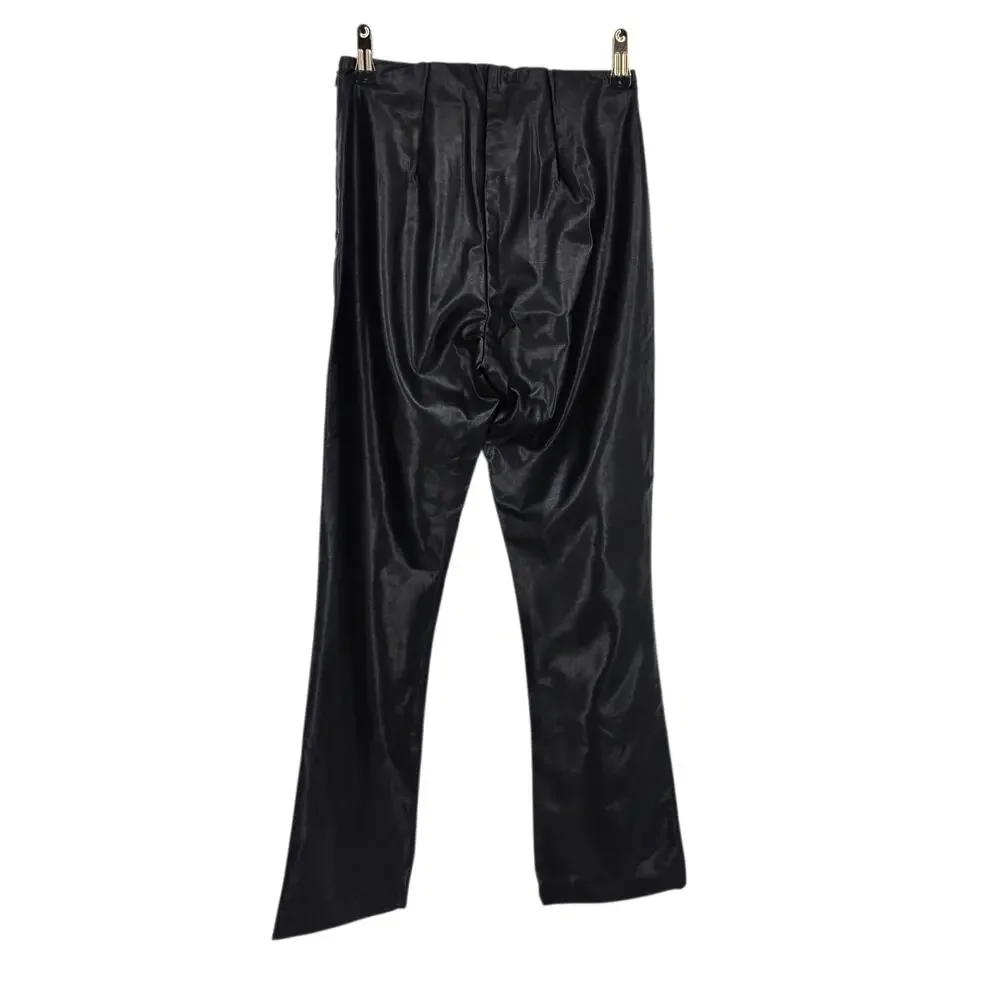 Tuckernuck Black Ashford Faux Leather Elastic Cropped Kick Flare Pants Size XS